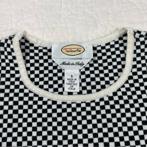 🔥Talbots Made in Italy Black White Checker Cardigan Sweater Set Women Size S - Picture 7 of 15